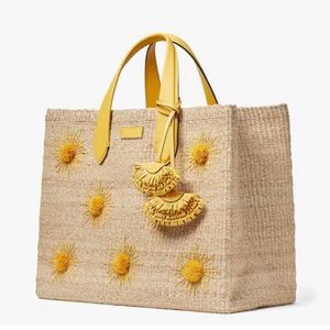 NWT Kate Spade sun raffia Manhattan tote bag